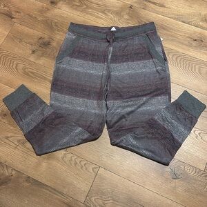 Joyspun Ladies PJ Jogger Soft Pants w/Pockets Maroon, Gray, Pink Striped (L)